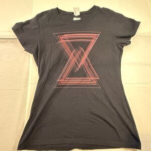 Marvel Black Tee with Black Widow Red Geometric Design